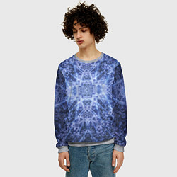 Свитшот мужской Ледяные линии на синем цвете, цвет: 3D-меланж — фото 2