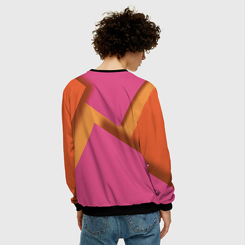 Мужской свитшот Геометрические абстрактные соединения пластин / 3D-Черный – фото 4