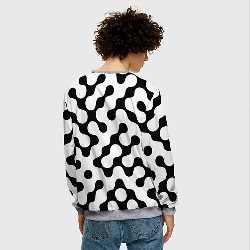 Мужской свитшот Чёрно-белый растровый узор / 3D-Меланж – фото 4