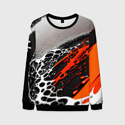 Свитшот мужской Черно-оранжевые капли, цвет: 3D-черный