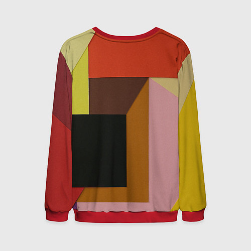 Мужской свитшот Геометрическое множество разноцветных фигуры / 3D-Красный – фото 2