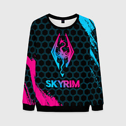 Свитшот мужской Skyrim - neon gradient, цвет: 3D-черный