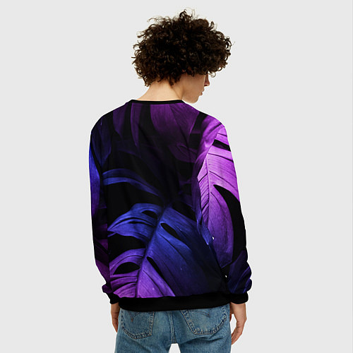 Мужской свитшот Rolling Stones neon monstera / 3D-Черный – фото 4