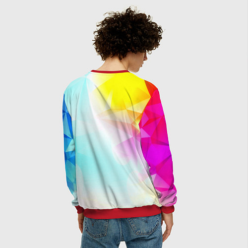Мужской свитшот Gradient colors geometry / 3D-Красный – фото 4