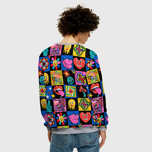 Мужской свитшот Funny cartoon characters / 3D-Меланж – фото 4