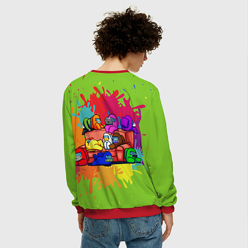 Мужской свитшот Among us splash meeting / 3D-Красный – фото 4