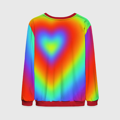 Мужской свитшот Сердце - радужный градиент / 3D-Красный – фото 2