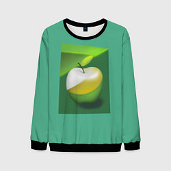 Свитшот мужской Зеленое яблоко на мятном фоне, цвет: 3D-черный