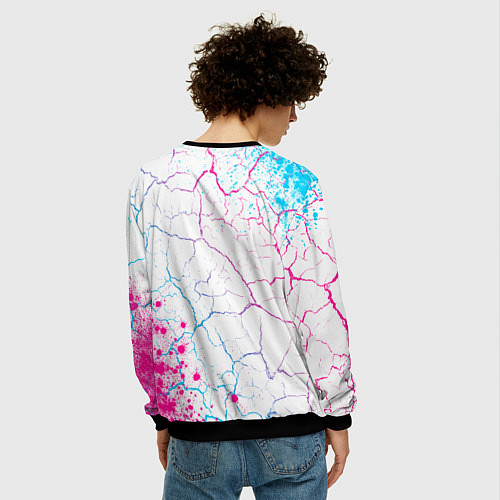 Мужской свитшот Bleach neon gradient style: надпись, символ / 3D-Черный – фото 4