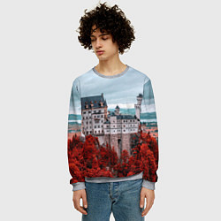 Свитшот мужской Замок в горах и красный лес, цвет: 3D-меланж — фото 2