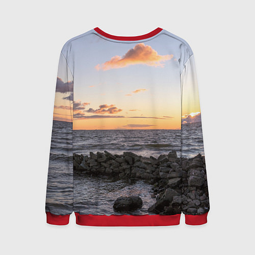 Мужской свитшот Закат солнца на Финском заливе / 3D-Красный – фото 2