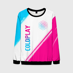 Свитшот мужской Coldplay neon gradient style: надпись, символ, цвет: 3D-черный