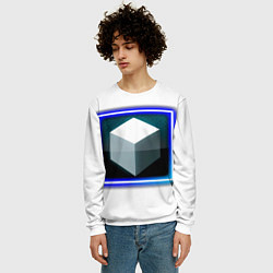 Свитшот мужской Белый куб и магия, цвет: 3D-белый — фото 2