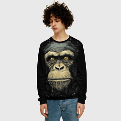 Свитшот мужской Портрет обезьяны: арт нейросети, цвет: 3D-черный — фото 2