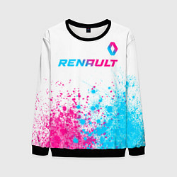 Свитшот мужской Renault neon gradient style: символ сверху, цвет: 3D-черный