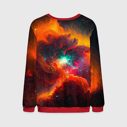 Мужской свитшот Небула в космосе в оранжевых тонах - нейронная сет / 3D-Красный – фото 2