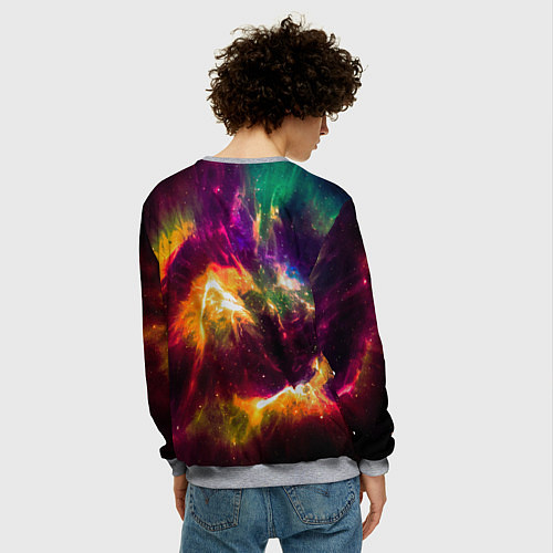 Мужской свитшот Небула в космосе разноцветная - нейронная сеть / 3D-Меланж – фото 4