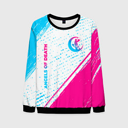 Мужской свитшот Angels of Death neon gradient style: надпись, симв