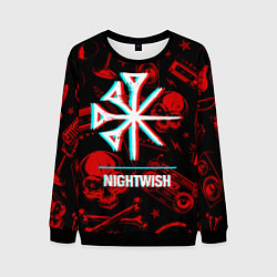 Свитшот мужской Nightwish rock glitch, цвет: 3D-черный
