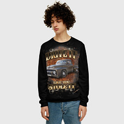 Свитшот мужской Хот род на базе машины 50-х годов Ford F-100, цвет: 3D-черный — фото 2