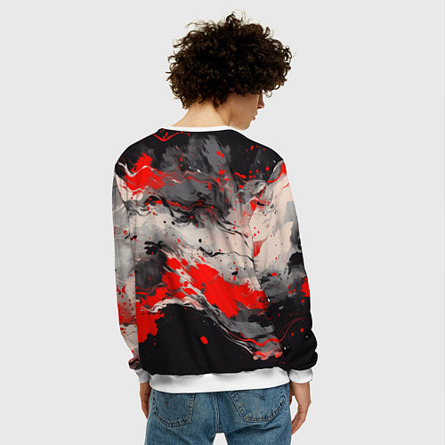 Мужской свитшот Демон Пауэр - Человек бензопила / 3D-Белый – фото 4