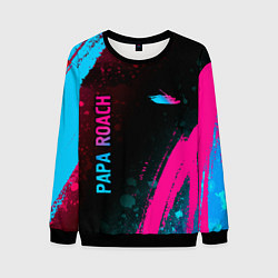 Свитшот мужской Papa Roach - neon gradient: надпись, символ, цвет: 3D-черный