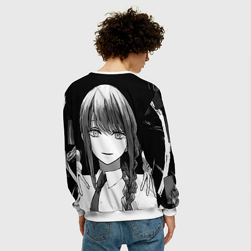 Мужской свитшот Макима тянет ручки - Человек - бензопила / 3D-Белый – фото 4