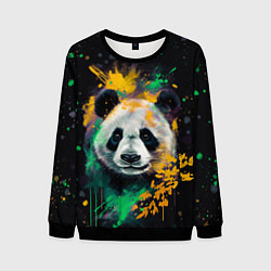 Свитшот мужской Панда в желтом и зеленом - нейронная сеть, цвет: 3D-черный