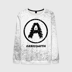Мужской свитшот Aerosmith с потертостями на светлом фоне