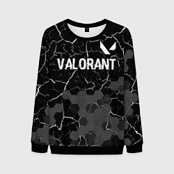 Свитшот мужской Valorant glitch на темном фоне: символ сверху, цвет: 3D-черный