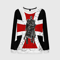 Свитшот мужской Рыцарь на фоне мальтийского креста, цвет: 3D-белый