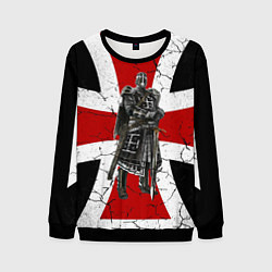Свитшот мужской Рыцарь на фоне мальтийского креста, цвет: 3D-черный