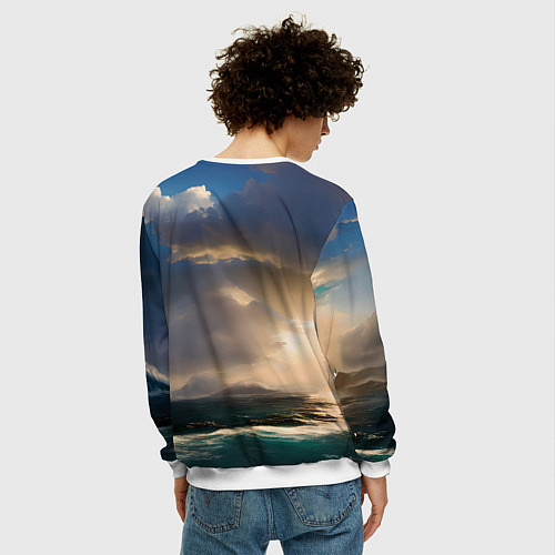 Мужской свитшот Парусный корабль галеон / 3D-Белый – фото 4