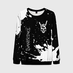 Мужской свитшот Evanescence и рок символ на темном фоне
