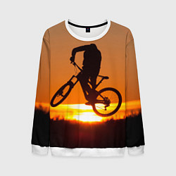 Свитшот мужской Велосипедист на закате, цвет: 3D-белый