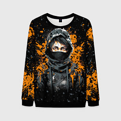 Свитшот мужской Девушка в капюшоне - anime style, цвет: 3D-черный