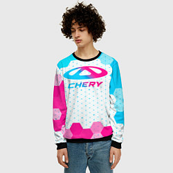 Свитшот мужской Chery neon gradient style, цвет: 3D-черный — фото 2