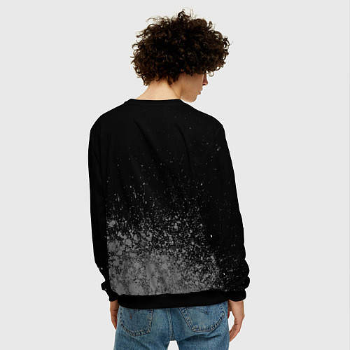 Мужской свитшот Лыжник - в рамке красного цвета / 3D-Черный – фото 4