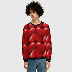 Свитшот мужской Red hearts, цвет: 3D-черный — фото 2