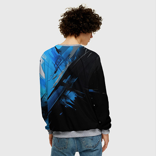 Мужской свитшот Черно-синяя краска / 3D-Меланж – фото 4