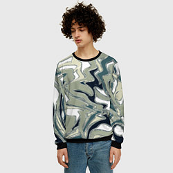 Свитшот мужской Абстракция оливковый, цвет: 3D-черный — фото 2