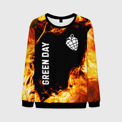 Свитшот мужской Green Day и пылающий огонь, цвет: 3D-черный
