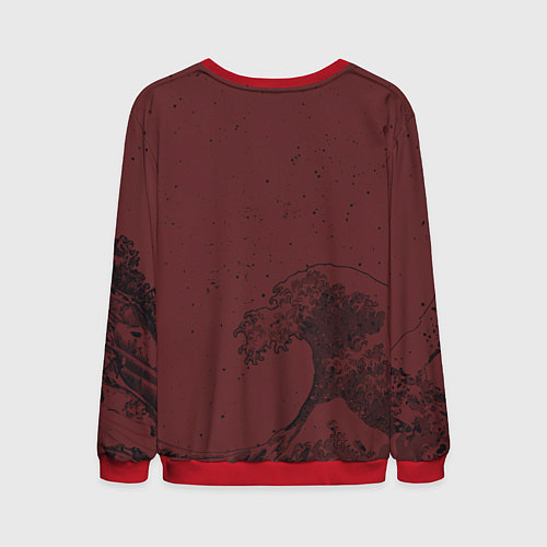 Мужской свитшот Большая волна в Канагава / 3D-Красный – фото 2