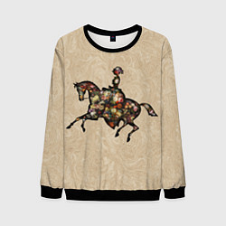 Мужской свитшот Ретро девушка на лошади и винтажные цветы