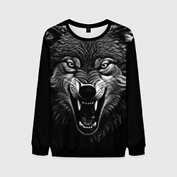 Свитшот мужской Злой волчара, цвет: 3D-черный