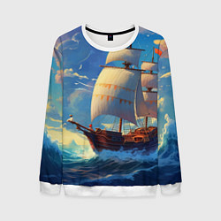 Свитшот мужской Парусник в море, цвет: 3D-белый