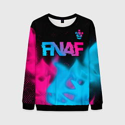 Свитшот мужской FNAF - neon gradient: символ сверху, цвет: 3D-черный