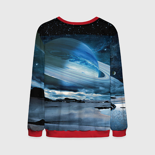 Мужской свитшот Падение Сатурна - пейзаж / 3D-Красный – фото 2