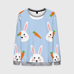 Свитшот мужской Зайчики и морковки, цвет: 3D-меланж