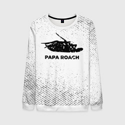 Свитшот мужской Papa Roach с потертостями на светлом фоне, цвет: 3D-белый